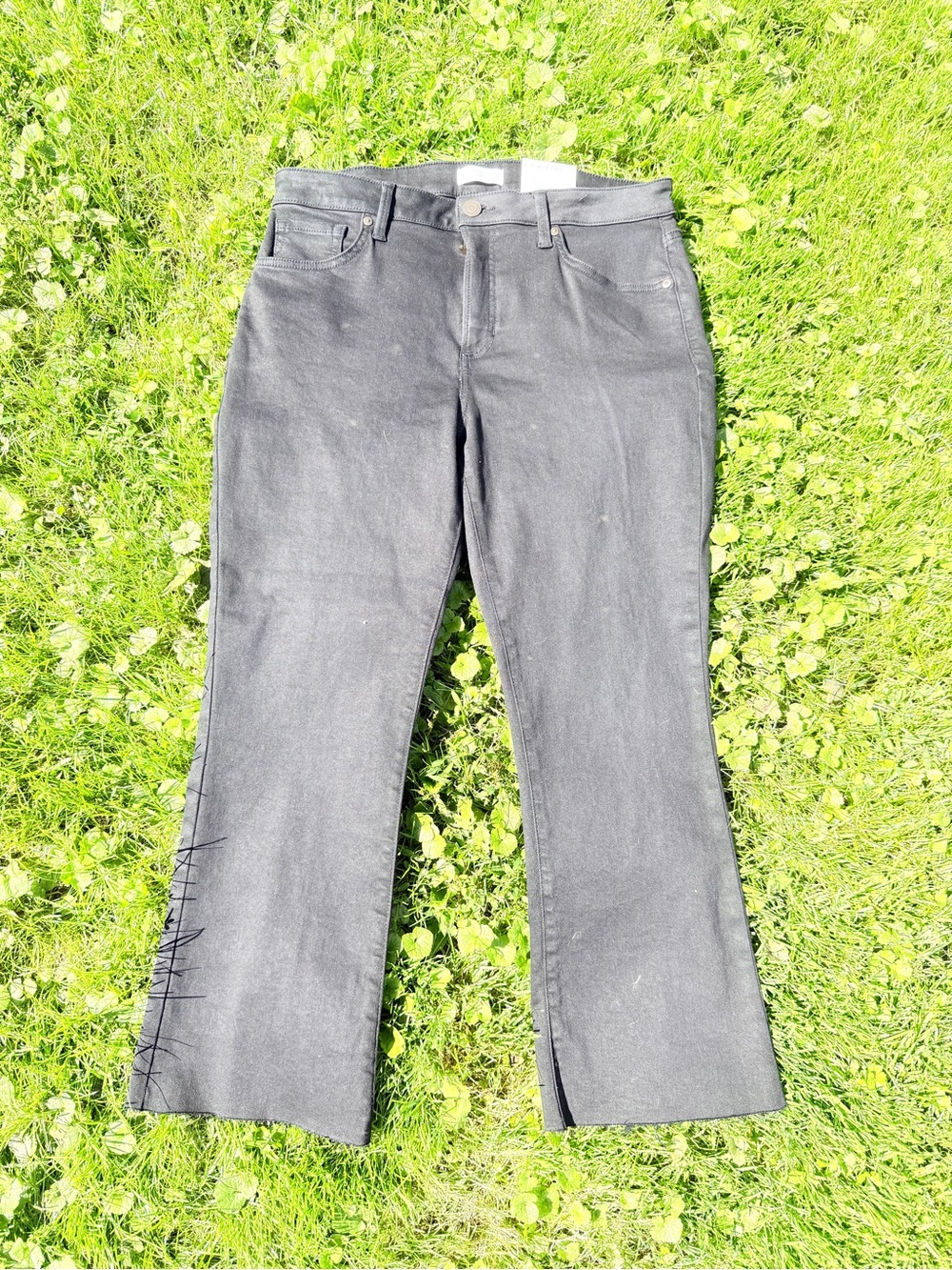 LC Lauren Conrad Black Flared Jeans with Side Slit Detail